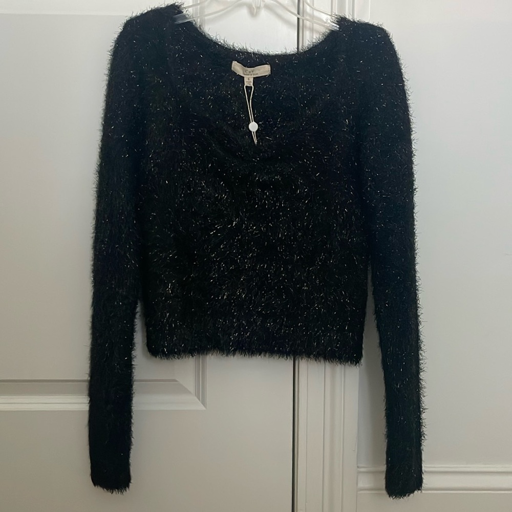 Fuzzy black sweater NWT